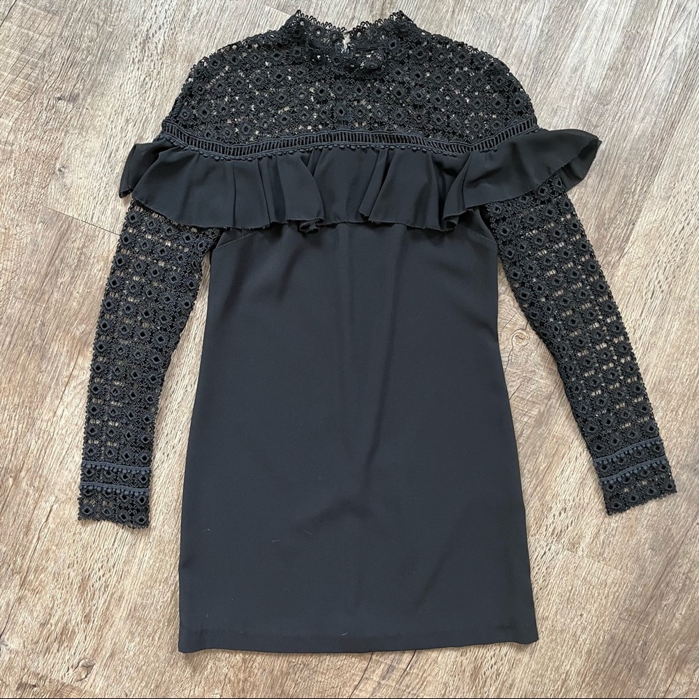 Slate & Willow Black Ana Dress - 4 - lace sleeve mini